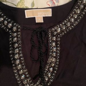 Michael Kors Jewel Neck Peasant Blouse
